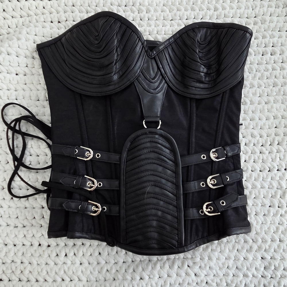Women's Steampunk Gothic Vampire Black Corset with Buckle Straps SZ SMALL